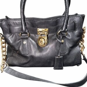 Michael Kors Black Satchel with Gold Accents